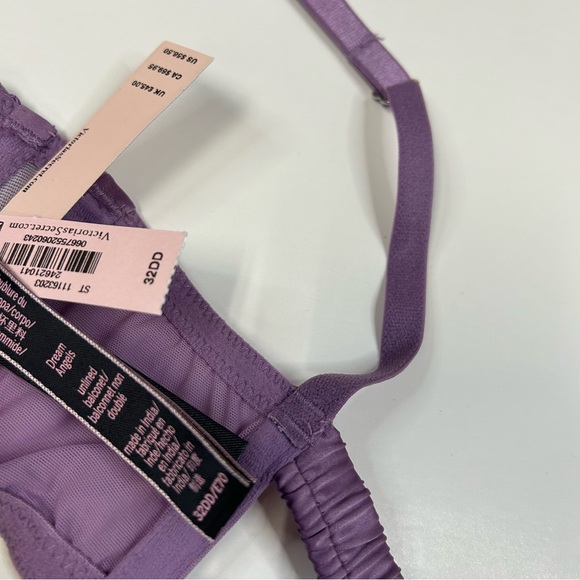 NEW Angels Victorias Secret 32DD Unlined Balconet Bra Purple Floral Lace #2159 - Picture 5 of 7